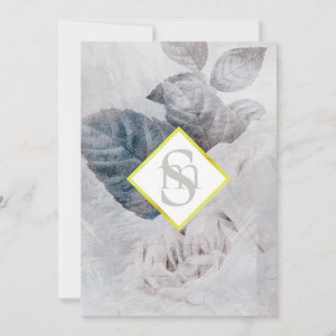 * Vit ros AR26 Flower Monogram QR OSA Bröllop Inbjudningar