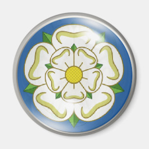 Vit ros av den Yorkshire flagga Magnet