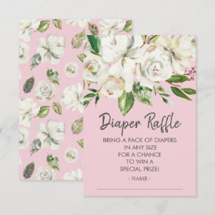 Vit ros Baby Shower Diaper Raffle Biljett Inbjudningar