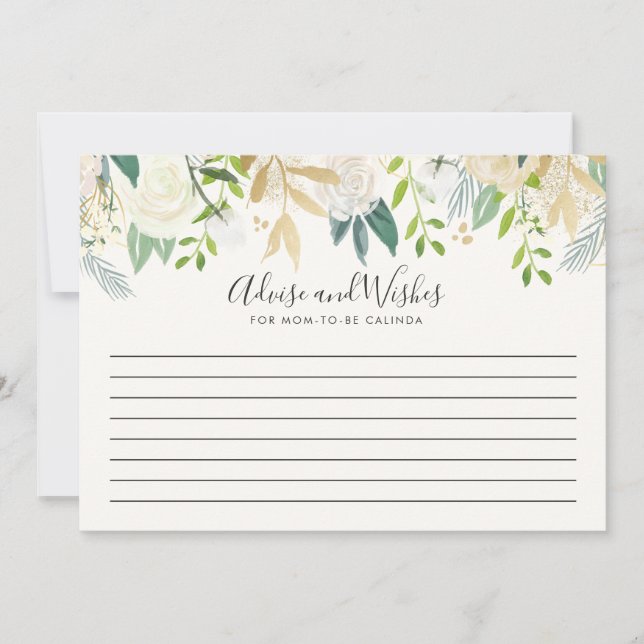 Vit ros | Baby Shower | råd och önskemål Inbjudningar (Framsida)