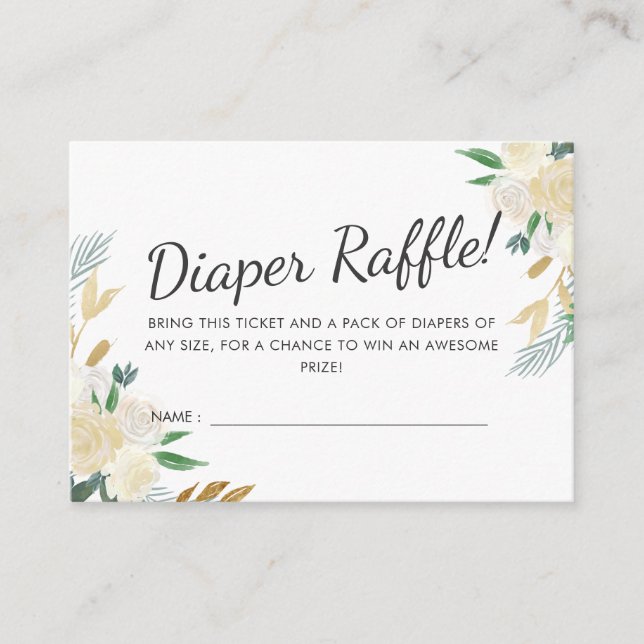 Vit ros | Baby Shower |Raffle-spel Tilläggskort (Framsida)