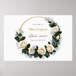 Vit ros & Baby välkommen Poster