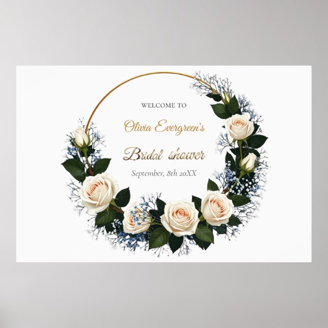 Vit ros & Baby välkommen Poster (Framsidan)