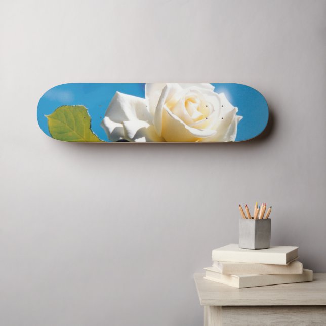 Vit ros Beauty Mini Skateboard Bräda 18,5 Cm (Väggkonst (Horz))