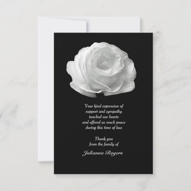 Vit ros Bereavement Tack Notecards (3,5 x 5) Anteckningskort (Framsida)