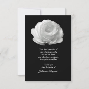 Vit ros Bereavement Tack Notecards (3,5 x 5) Anteckningskort
