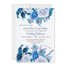 Vit ros Blåa blommor om Cryspion White