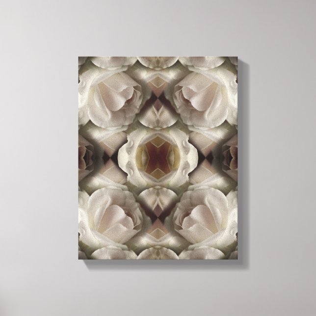 Vit ros Blommigt Abstrakt Art Vintage  Canvastryck (Framsida)