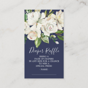 Vit ros Blommigt Baby Shower Diaper Raffle Biljett Tilläggskort