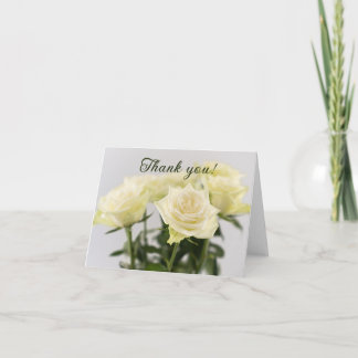 Vit ros Blommigt Bouquet fototilös Tack Kort