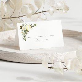 Vit ros Blommigt Bröllop | OLIV GRÖNT Placeringskort