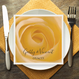 Vit ros Blommigt Bröllop Pappersservett