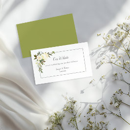 Vit ros Blommigt Bröllop webbplats | OLIV GRÖNT Tilläggskort