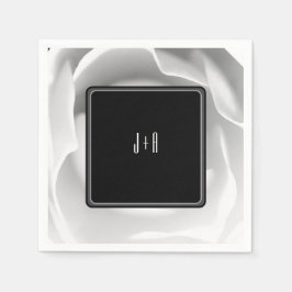 Vit ros | Blommigt för elegant på svart Pappersservett