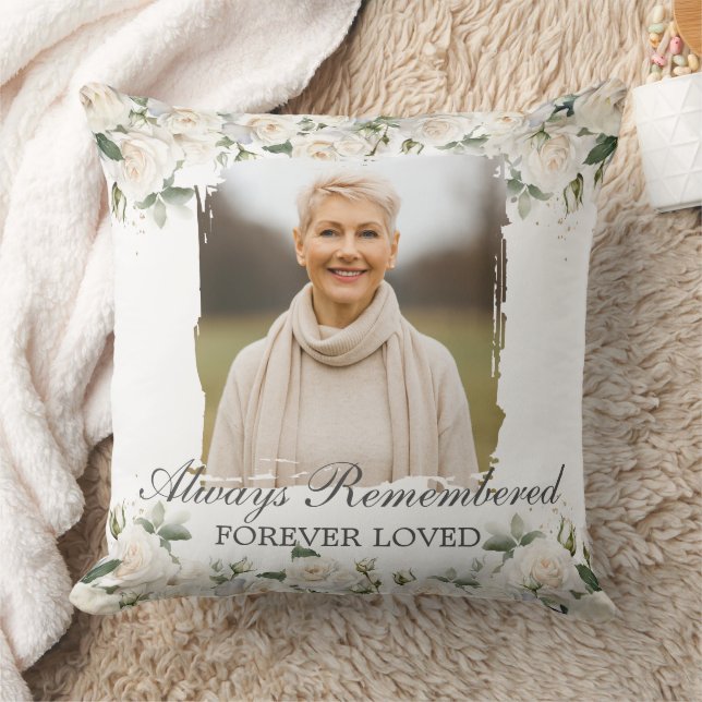 Vit ros Blommigt fotofilm i lyft minne Kudde (Filt)