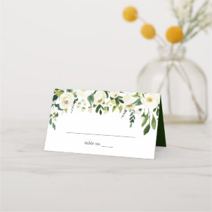 Vit ros Blommigt Greenery Bröllop-platskort Placeringskort