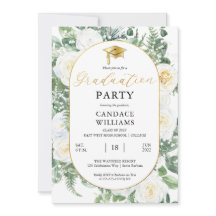 Vit ros Blommigt Guld Ram Studentfest