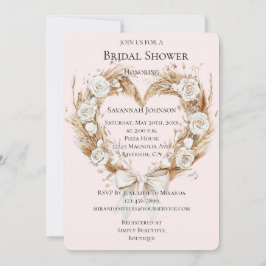 Vit ros Blommigt Heart Bow Möhippa Inbjudningar