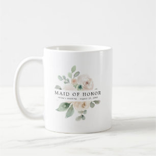 Vit ros Blommigt Maid of honor Kaffemugg