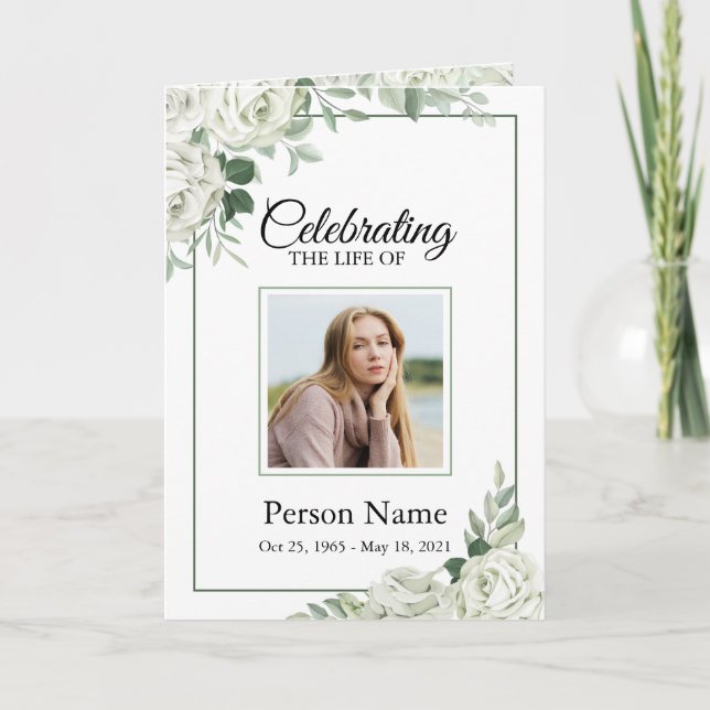 Vit ros Blommigt - mall för underligt program (Framsida)