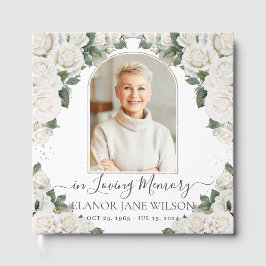 Vit ros Blommigt Memorial-fotot Bild Gästböcker