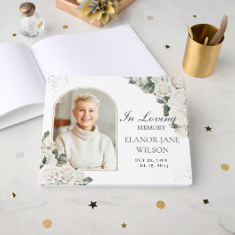 Vit ros Blommigt Memorial-fotot Bild Gästböcker