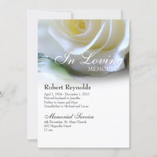 Vit ros Blommigt Memorial Funeral Service Meddelande