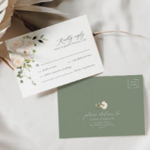 Vit ros Blommigt Sage Elegant bröllop OSA kort