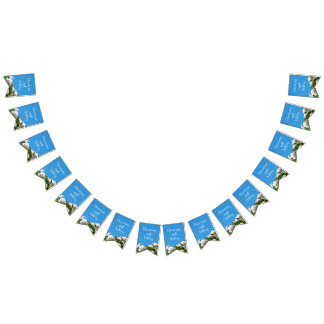 Vit ros blommigt vimplar