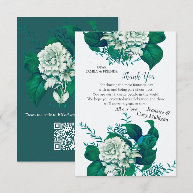 Vit ros Blommor på Blå mönster papper OSA Kort (Fram/baksida)
