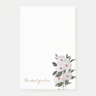 Vit ros botaniska illustrationer post-it block