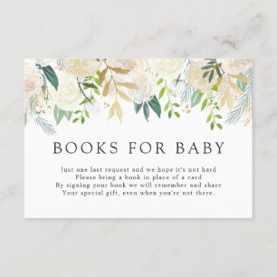 Vit ros Bouquet Baby Shower Bokar för Baby Tilläggskort