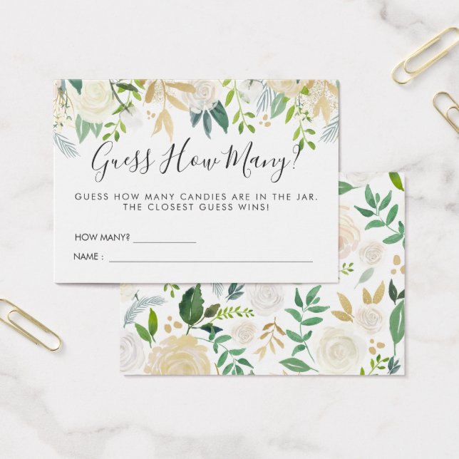 Vit ros Bouquet Baby Shower | Gammspel Visitkort (Kontor)