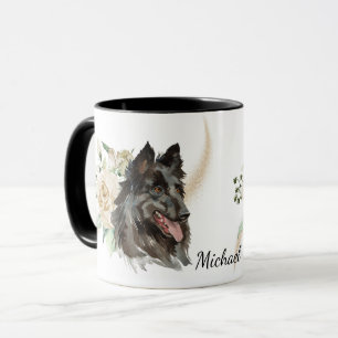 Vit ros Bouquet Belgium Tervuren Hund Mugg