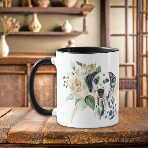 Vit ros Bouquet Dalmatien Hund Mugg