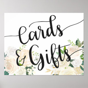 Vit ros Bouquet Kort och gåvor Poster