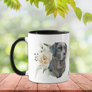 Vit ros Bouquet Labrador Retriever Hund Mugg