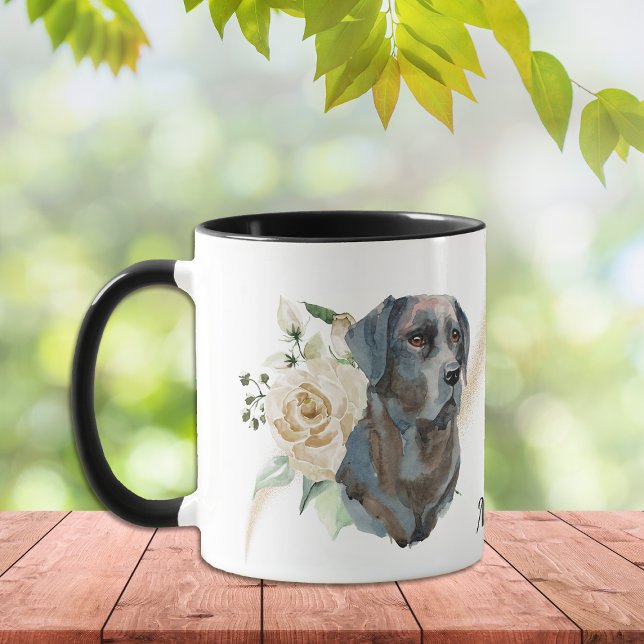 Vit ros Bouquet Labrador Retriever Hund Mugg (Skapare uppladdad)