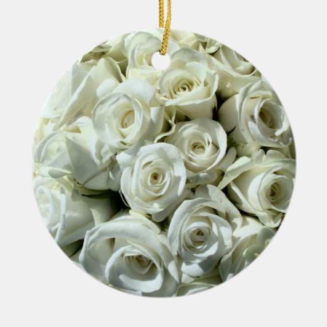 Vit ros Bouquet-Ornament Julgransprydnad Keramik (Framsidan)