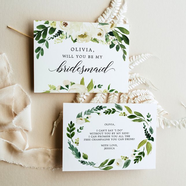 Vit ros Bridesmaid Frieri kort (Skapare uppladdad)