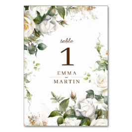 Vit ros Bröllop Elegant Blommigt Bordsnummer