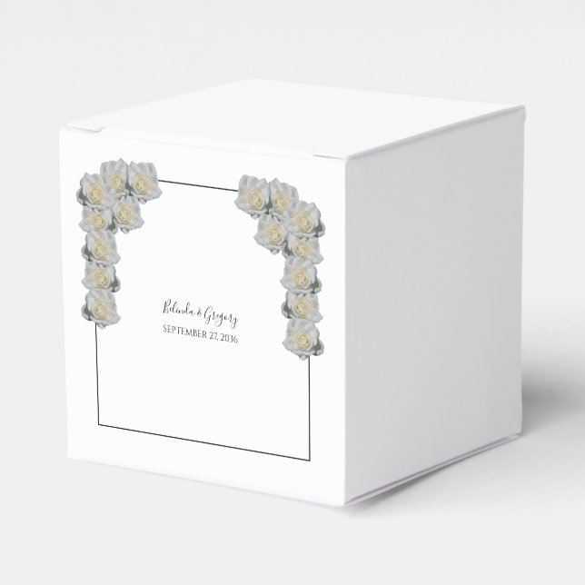 Vit ros Bröllop Presentaskar (Framsidan Sidan)