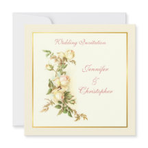 Vit ros bröllopsinbjudan