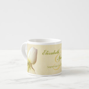 Vit ros bud keepsaké bröllop espresso mugg espressomugg