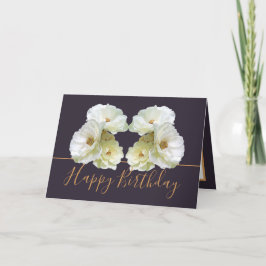 Vit ros Chic Elegant Blommigt Bouquet Birthday Kort