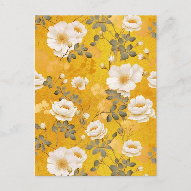 Vit ros Chiyogami Vykort (Framsida)