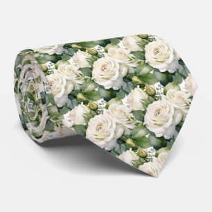 Vit ros Classic Forme Blommigt Neck Tie Slips