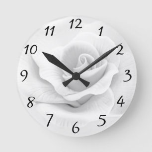 vit ros Clock Rund Klocka