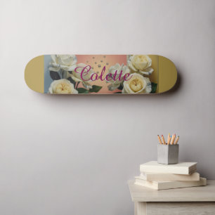 Vit ros Colette Guld Skateboard