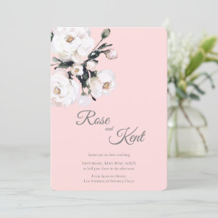Vit ros Corner Bouquet Rosa Inbjudningar